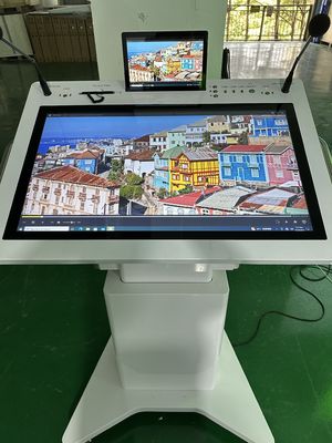 Smart doble pantalla AIO podio de reuniones 32" ventanas PCAP interactivo más 10" pantalla LCD monitor de la tribuna