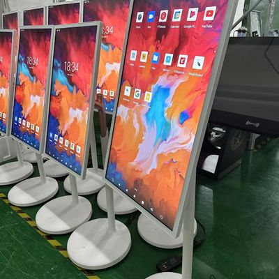 32 pulgadas de soporte portátil inteligente interactivo de tacto quiosco móvil inalámbrico LCD pantalla giratoria