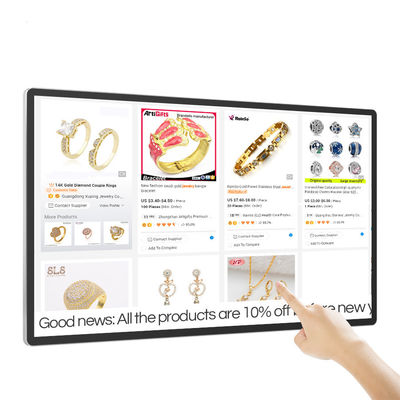 65 pulgadas 4K Ultra HD señalización digital montada en la pared con 4 mm / 10 mm bordes entrelazados y panel táctil infrarrojo