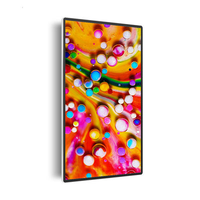 65 pulgadas 4K Ultra HD señalización digital montada en la pared con 4 mm / 10 mm bordes entrelazados y panel táctil infrarrojo