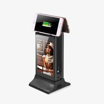 Negro 10 pulgadas de escritorio avanzado en forma de L HD pantalla LCD de publicidad reproductor con el banco de alimentación del menú