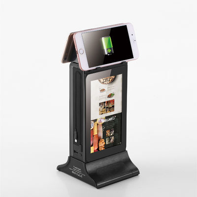 Negro 10 pulgadas de escritorio avanzado en forma de L HD pantalla LCD de publicidad reproductor con el banco de alimentación del menú