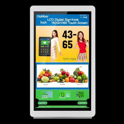 Quiosco de señalización digital LCD para exteriores de 43-65 pulgadas con pantalla táctil 1920x1080