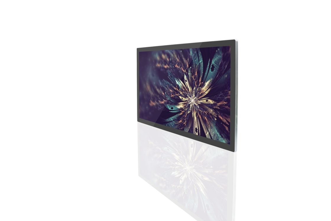 65 pulgadas 4K Ultra HD señalización digital montada en la pared con 4 mm / 10 mm bordes entrelazados y panel táctil infrarrojo